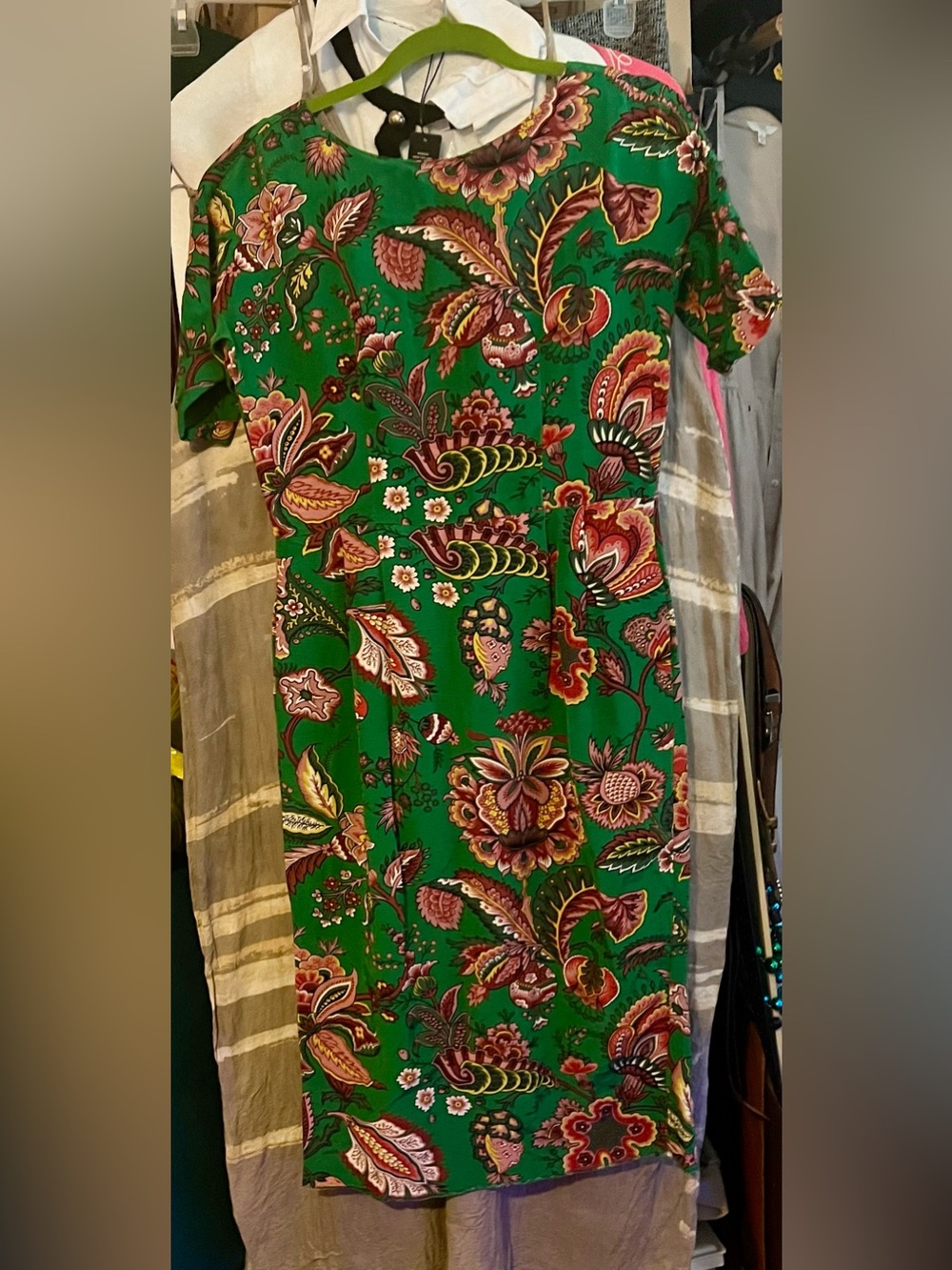 ASOS Green Floral Print Dress with Pink & Yellow Accents - Picture 7 of 8